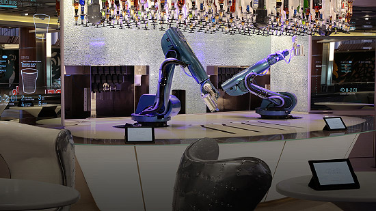 Robotic bartenders on Ovation of the Seas
